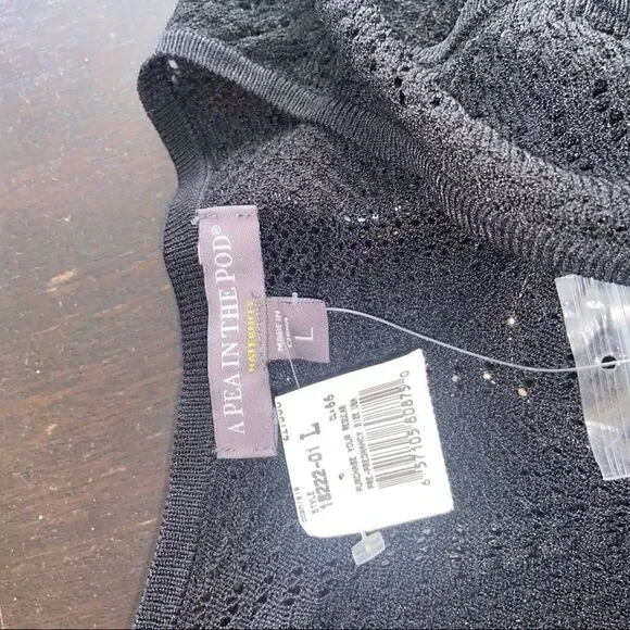 Pea in the Pod Black Crochet Slip Dress NWT Size Large - Picture 6 of 6